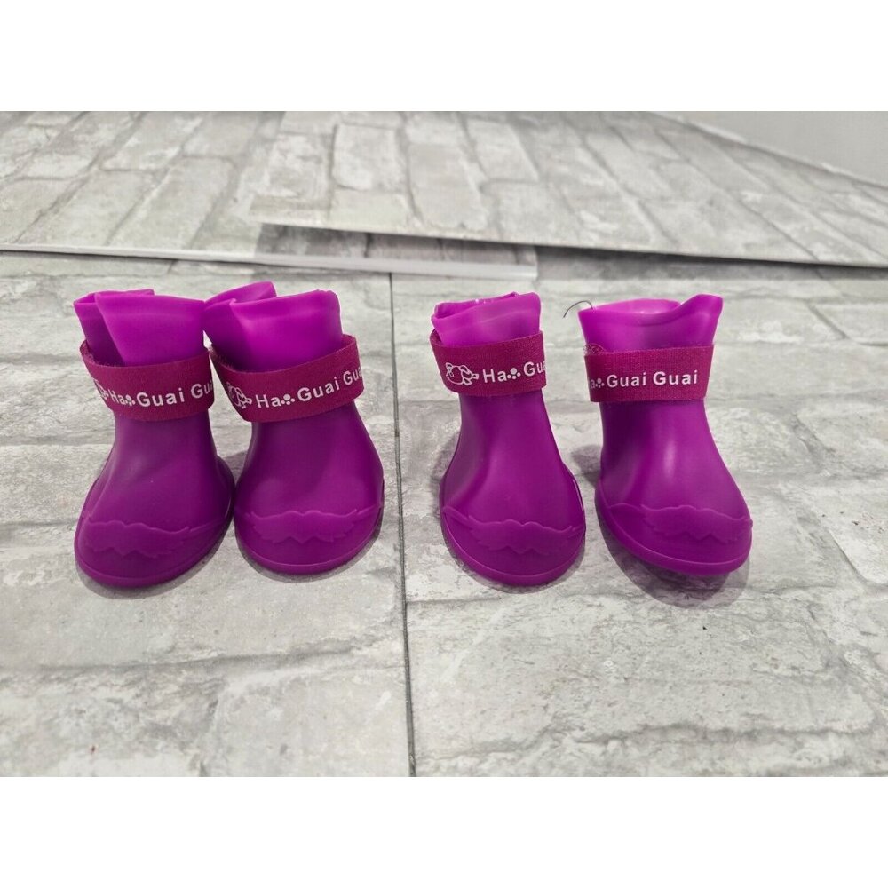 Ha Guai Guai Dog Boots Waterproof Anti Slip Pet Rain‎ Shoes Purple XL